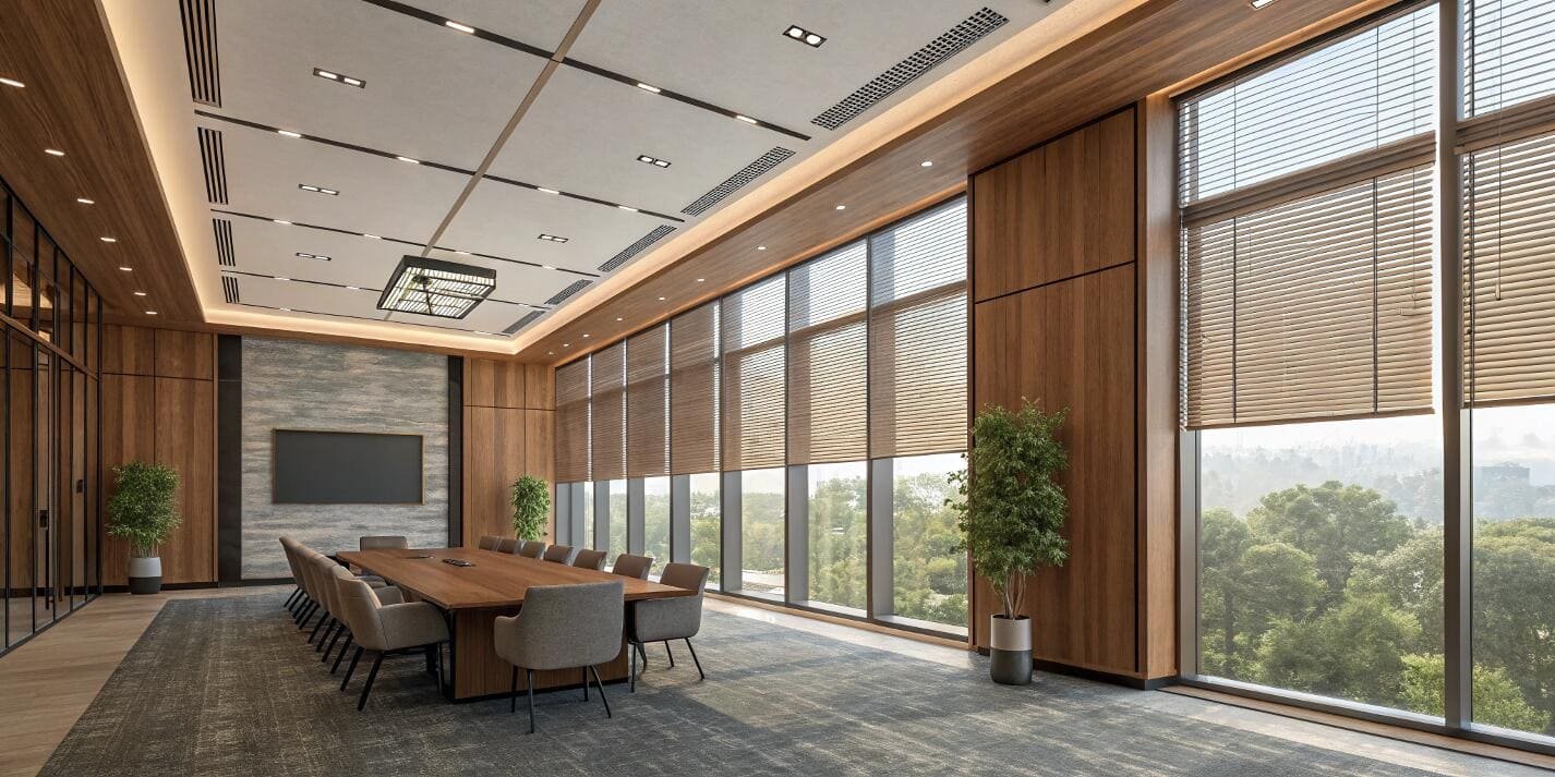 Executive meeting room with smart venetian blinds