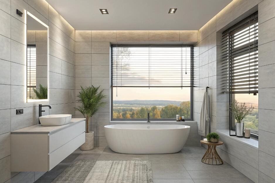 Luxury bathroom with venetian blinds