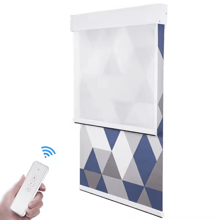 Remote control geometric roller blind demonstration