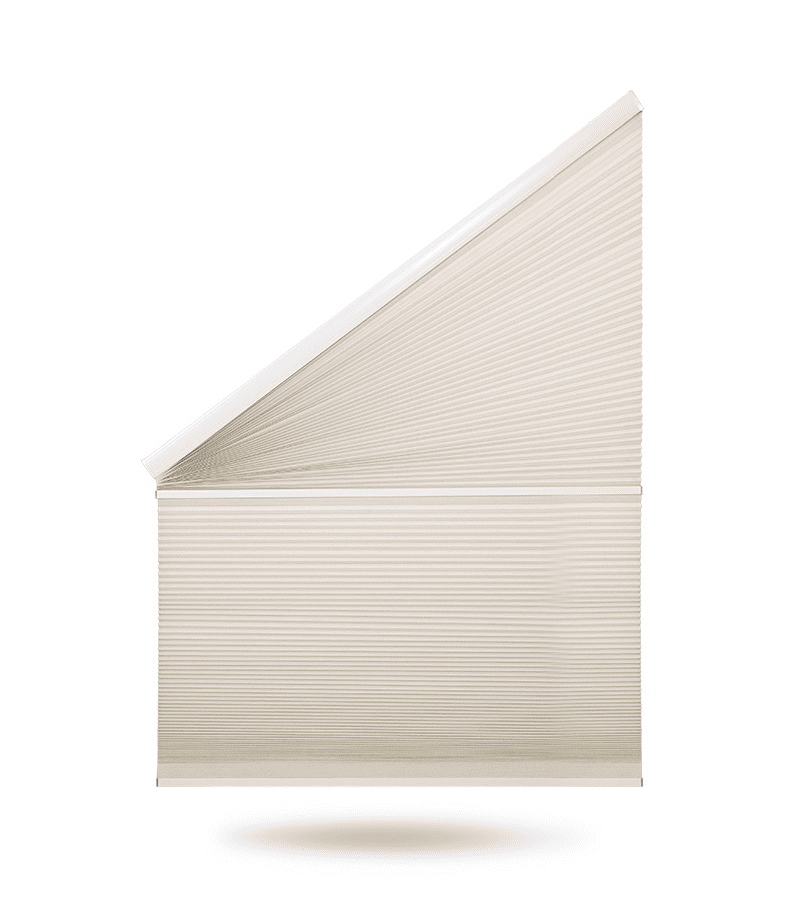 A top-down bottom-up light-filtering cellular shade shown partially opened from the top.